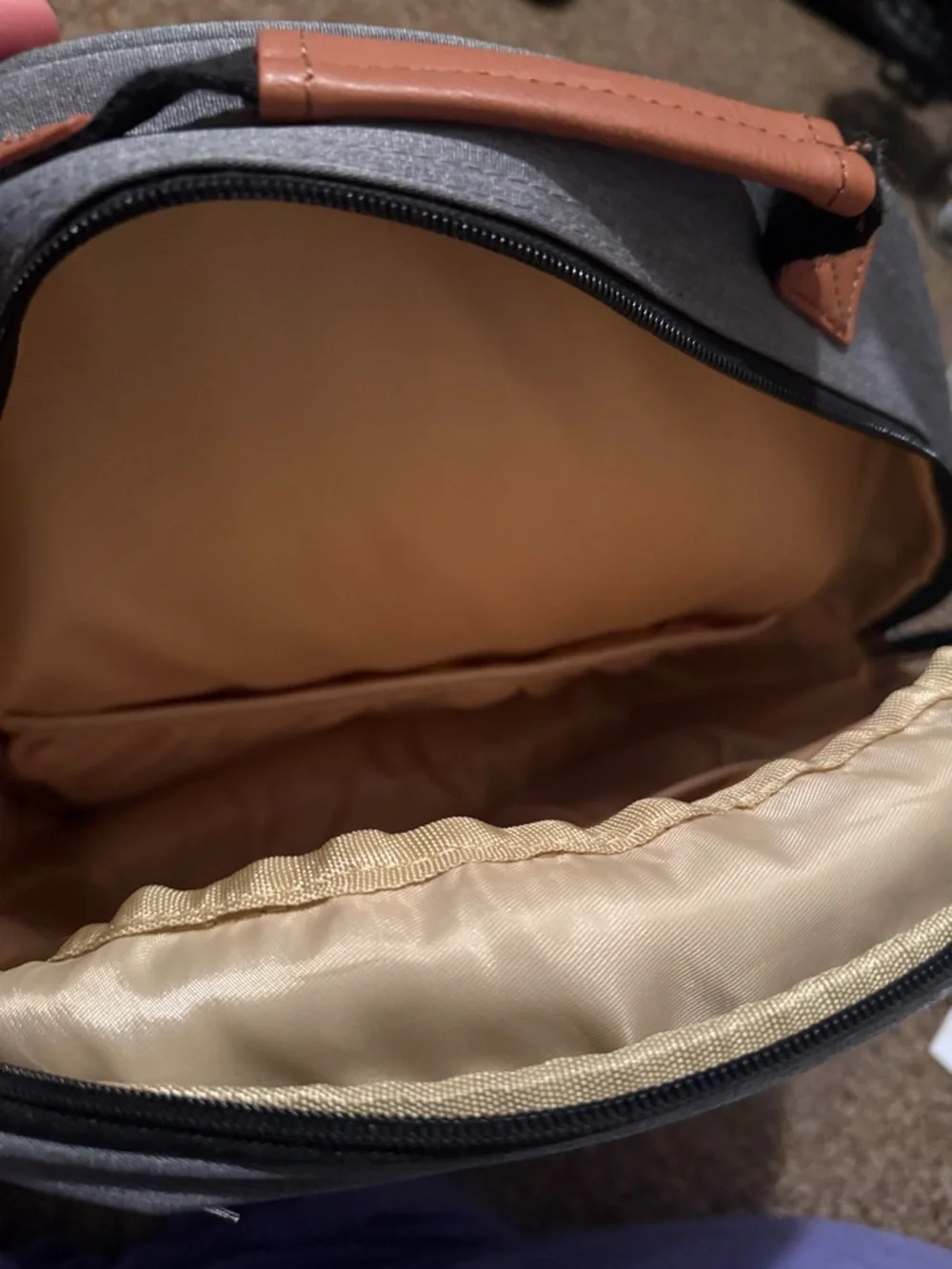 Gray Baby Bag Backpack with Orange Accent